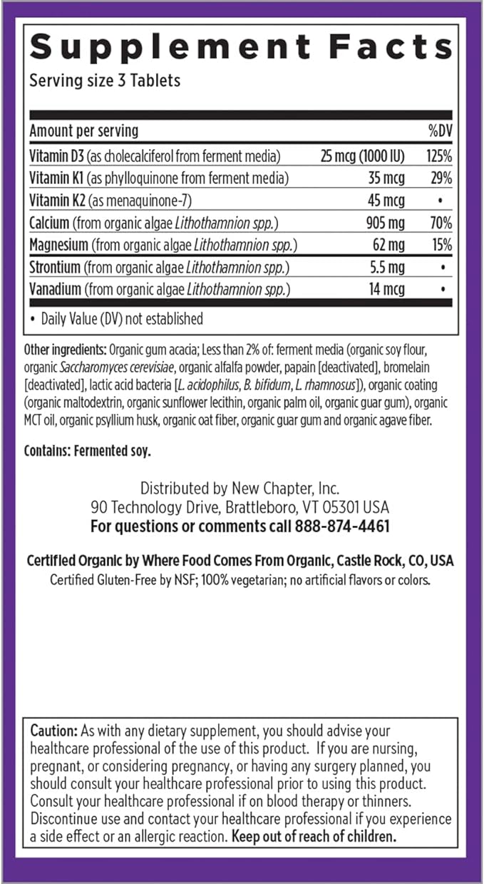 New Chapter Calcium Supplement D3+K2, 70+ 70+ Trace 270 Slim