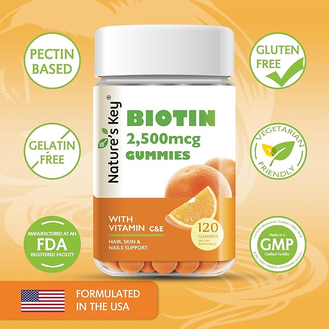 Nature's Key Biotin Gummies with Vitamin 120 Count
