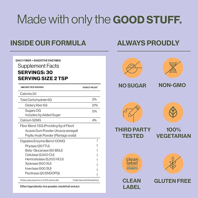 Hilma Daily Fiber + Digestive Enzymes 30 Servings