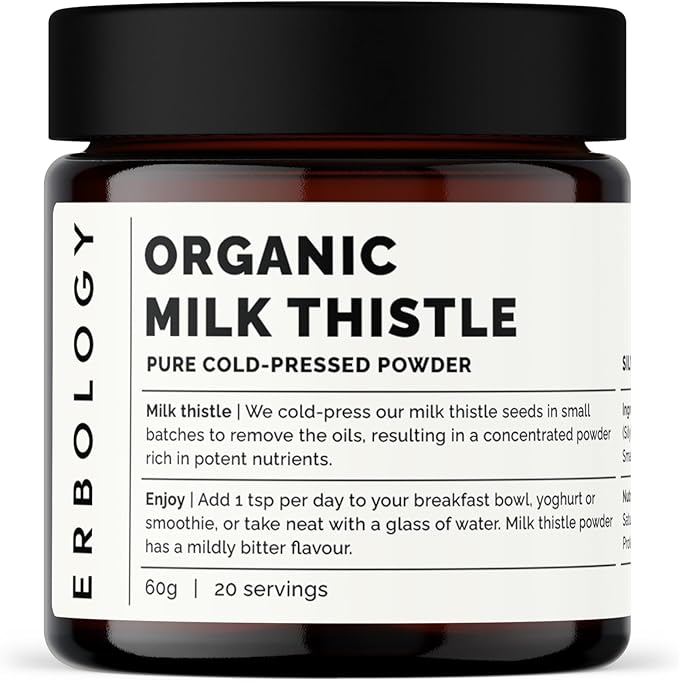 Erbology Organic Milk Thistle Powder 2.1 oz 20 Servings 180mg Silymarin 100% Milk