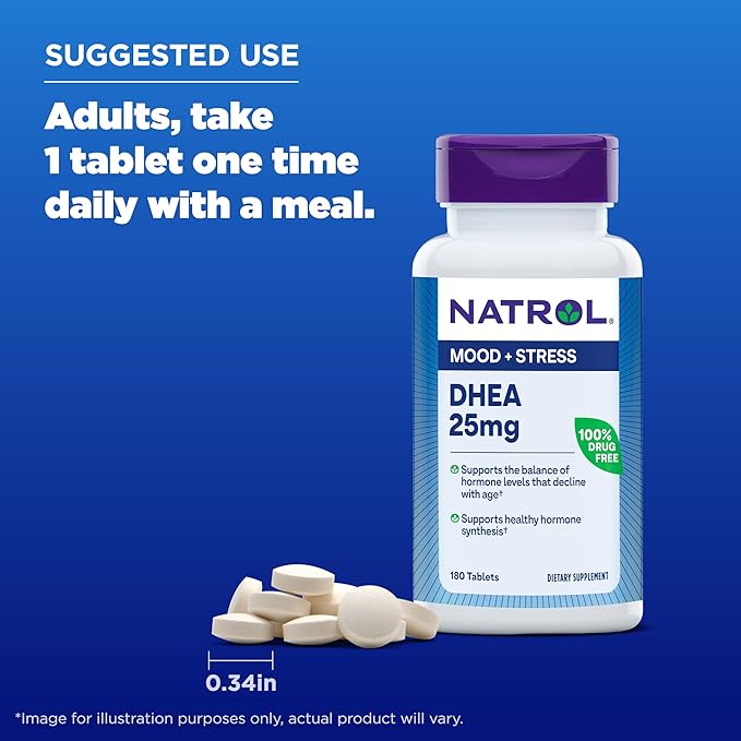 Natrol Mood & Stress DHEA 25mg 180 Tablets, 180 Day