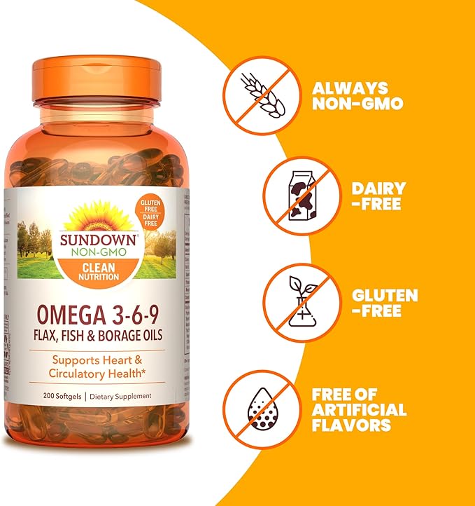 Sundown Omega 3 6 9, 200 Softgels