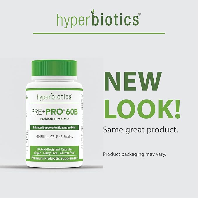 Hyperbiotics Pre Pro Vegan Probiotics + Prebiotics 60 Billion 30 Capsules