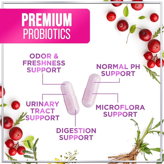 Probiotics for Women 60 Billion CFU, 16 Strains for pH Balance, Vaginal & Digestive Support, Womens Probiotic and Prebiotic + Cranberry for Gut, Urinary & Immune Support, Shelf Stable - 60 Capsules