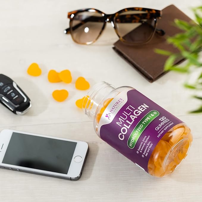 Collagen Gummies with 2500mcg Biotin, Vitamin 1 & 3 Collagen 120 Count