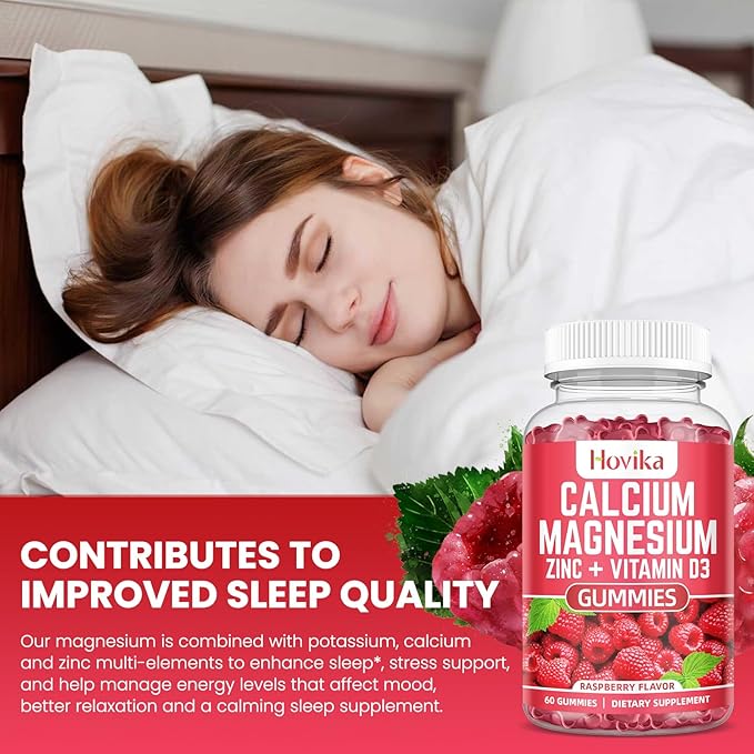 Calcium Magnesium Zinc Gummies with Potassium B6, D3, D3, K2 K2 - 60 Cts