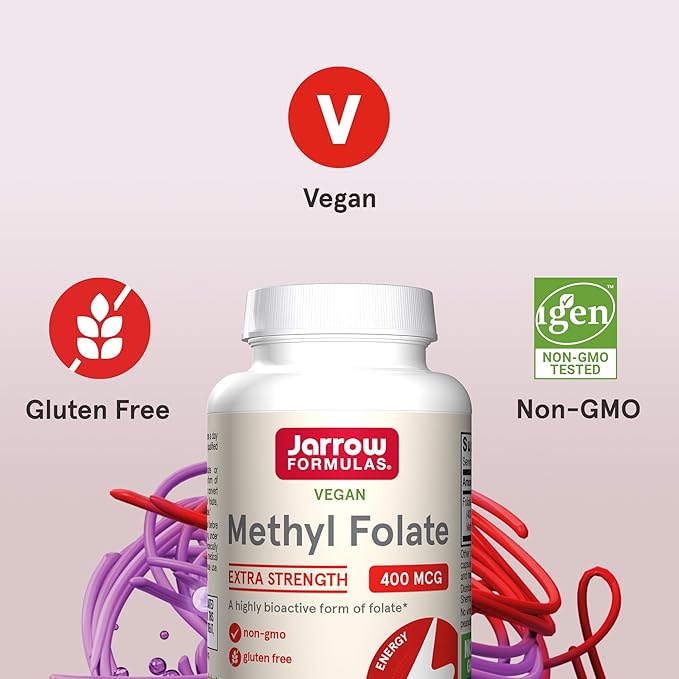 Jarrow Formulas Extra Strength Methyl Folate 400 mcg, 60 Veggie 60 Day