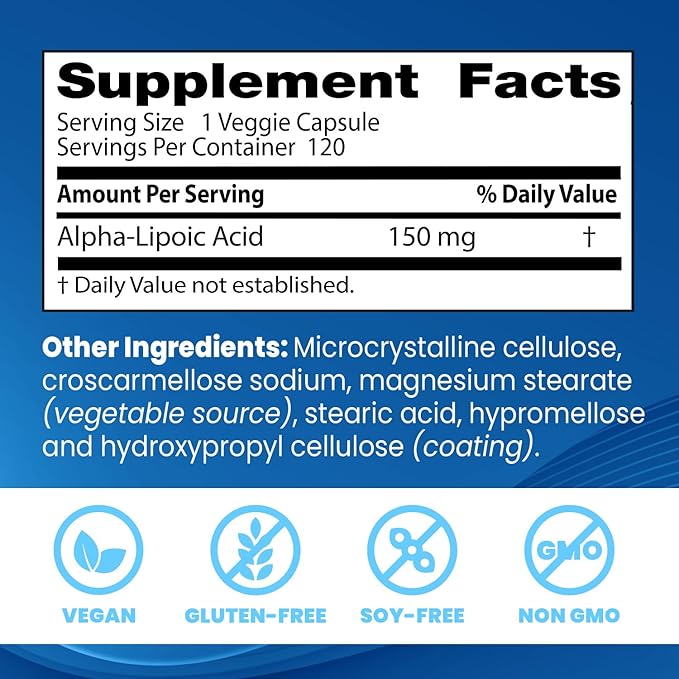 Doctor's Best Alpha-Lipoic Acid 150, Helps 150mg, 120 120 Veggie