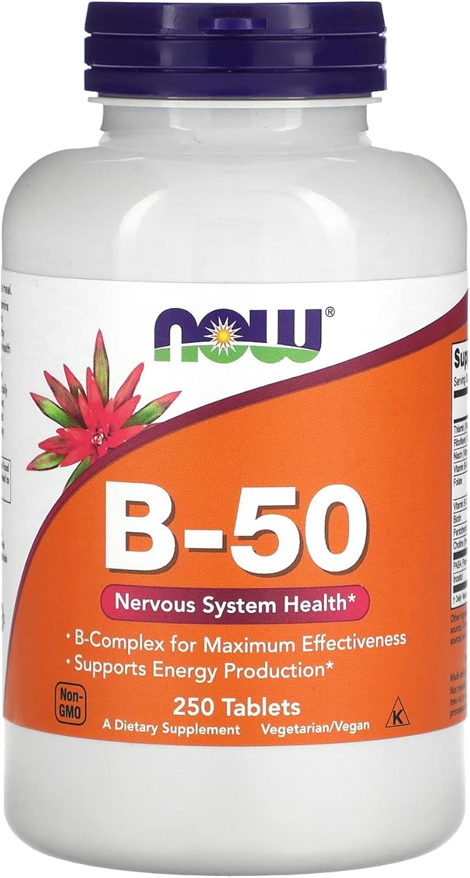 NOW Supplements, Vitamin B-50 mg, Energy 250 Tablets
