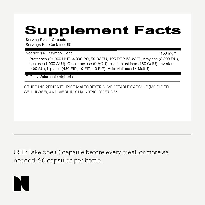 Needed. Digestive Enzymes Support 90 Capsules 14 Clinically