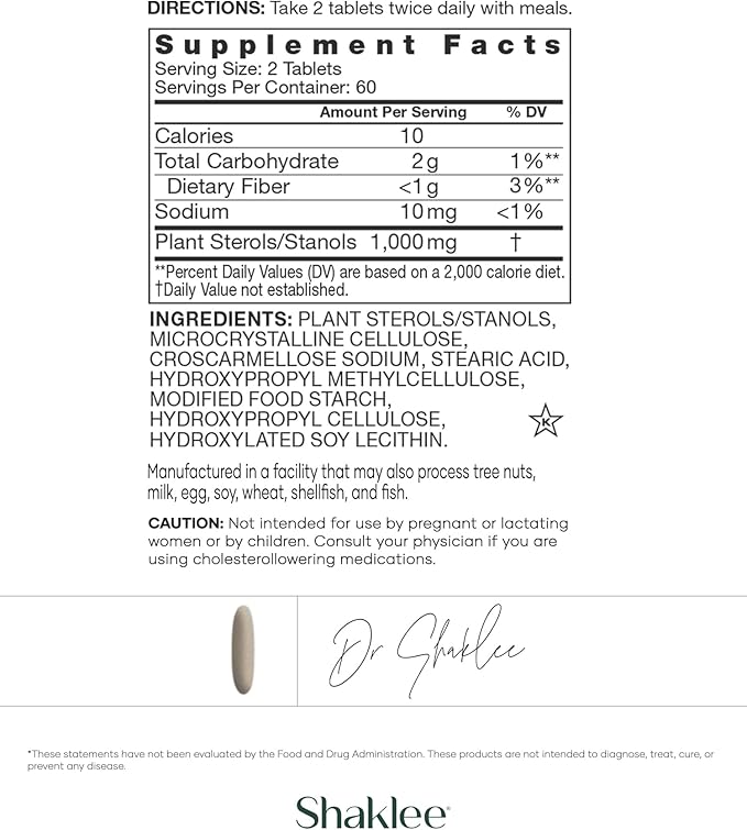 Shaklee - Cholesterol Complex: Plant-Based Formula for Cardiovascular Wellness- 120 Tablets