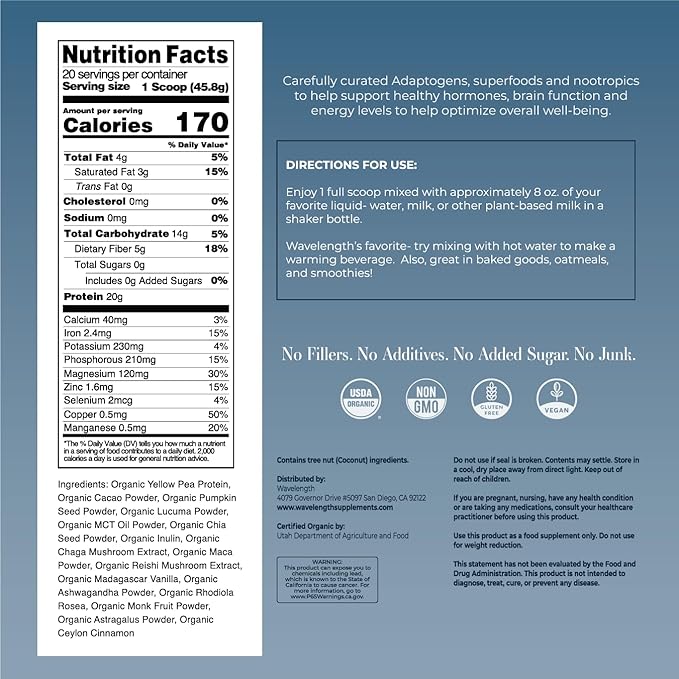 CHOCOLATE Organic Plant-Based Superfood Protein Powder! (32.33 oz,