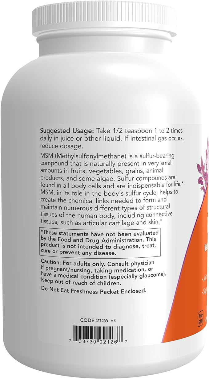 NOW Supplements, MSM (Methylsulfonylmethane) Powder, Supports 1-Pound