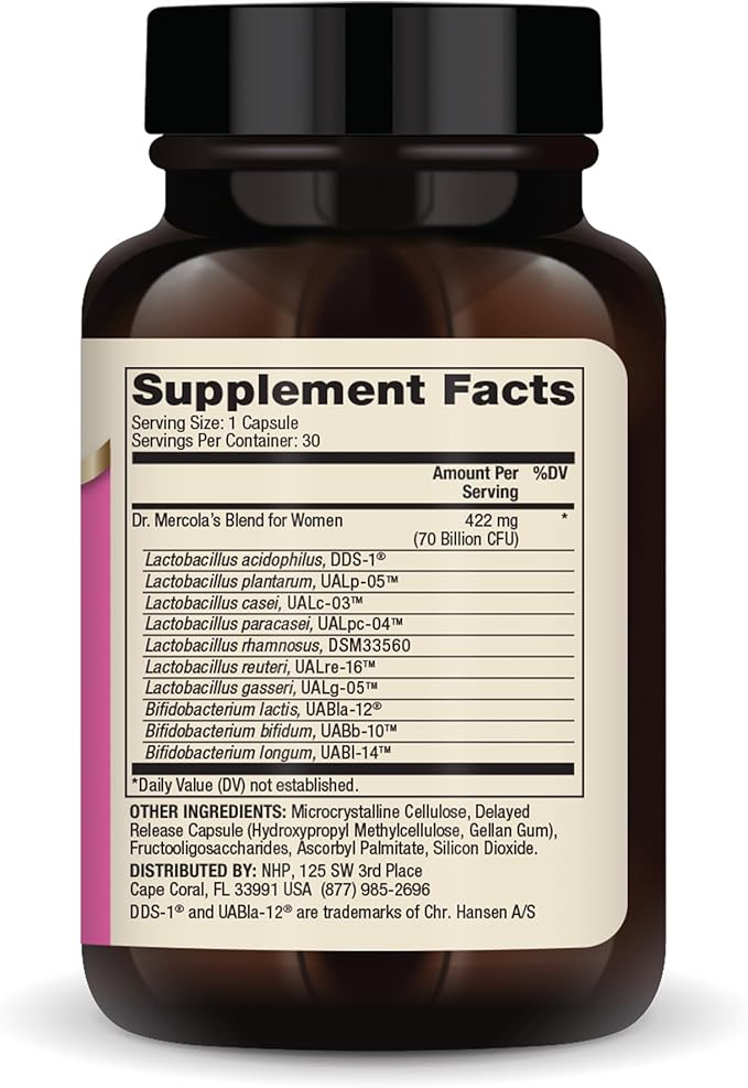 Dr. Mercola Complete Probiotics for Women 70 Billion 30 Servings (30 Capsules),