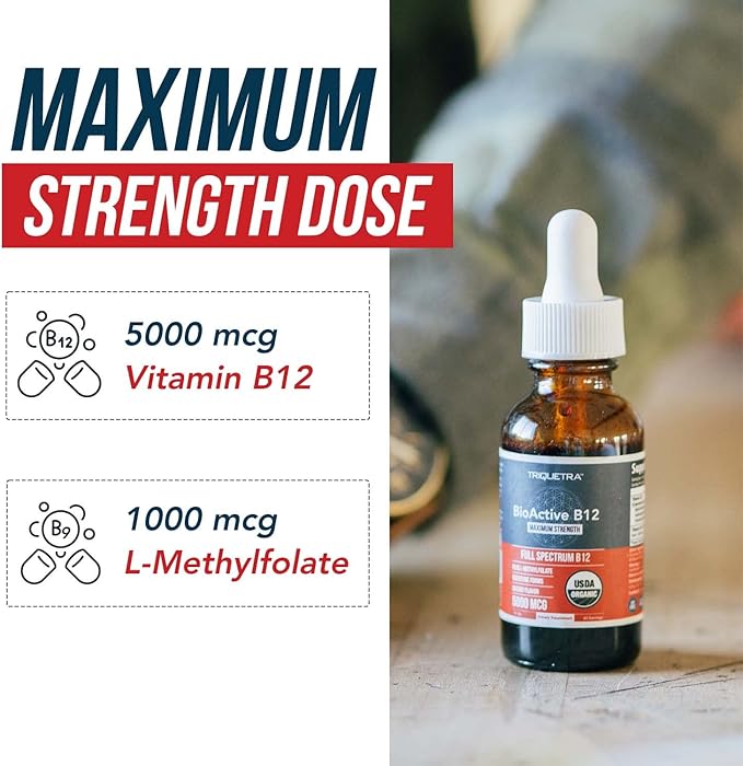 BioActive Vitamin B12 5000 mcg 3 BioActive B12 Forms B12, Adenosyl B12 & B12 | (60 Servings)