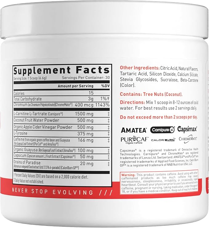 Kaged Clean Burn Powder | Orange Mango | Thermogenic Weight Management | Boost Metabolism | Organic Caffeine, Apple Cider Vinegar | Supplements for Men & Women | 30 Servings