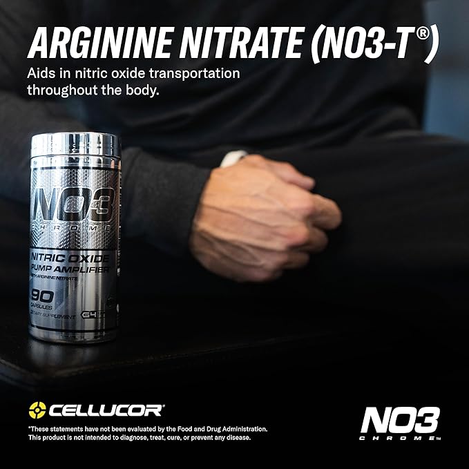 Cellucor NO3 Chrome Nitric Oxide Supplements with Arginine Nitrate for Muscle Pump & Blood Flow, 90 Capsules, G4