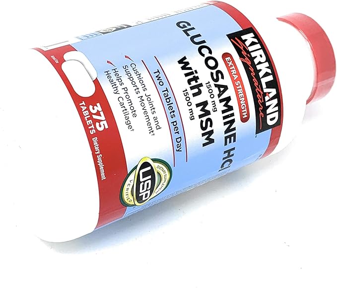 Kirkland Signature Extra Strength Glucosamine HCI 1500mg, With 1500 mg, 375-Count Tablets