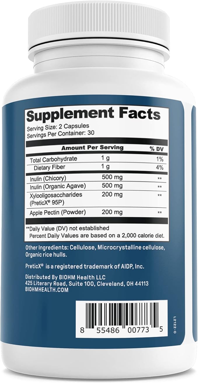 BIOHM Probiotic & Prebiotic Duo: Fiber D3, Zinc 60 Caps