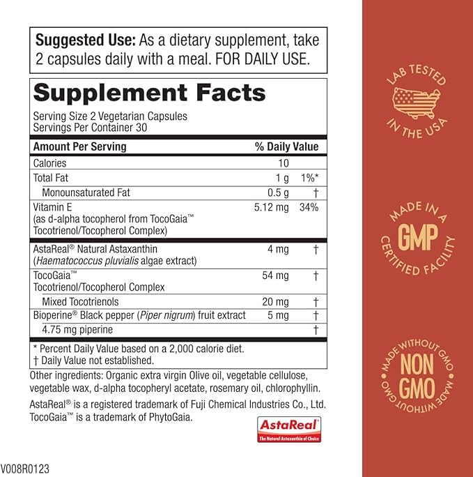 Purity Products AstaFX Astaxanthin Antioxidant Super 4 mg 60 Vegetarian