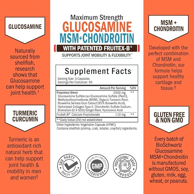 Glucosamine Chondroitin MSM Triple Strength Joint 180 Capsules