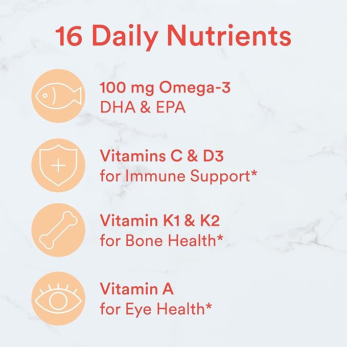 SmartyPants Kids Multivitamin Gummies: Omega 3 D3, C, B12, B6, B6, Vitamin 120 Count (30 Day