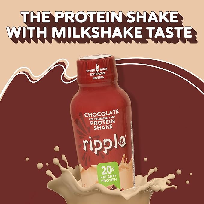 Ripple Vegan Protein Shake 20g Nutritious 12 Oz, 12 Pack