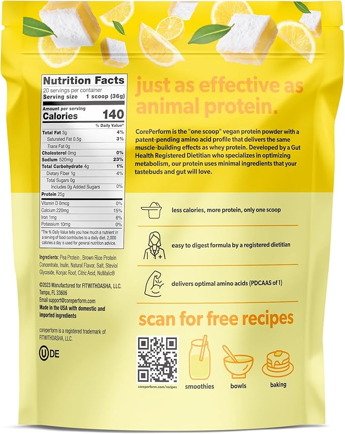 COREPERFORM Core Perform's Plant Based Lemon (20 Servings)