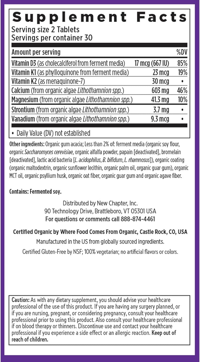 New Chapter Calcium Supplement – Organic 40, with D3 for K2 + 60 Count
