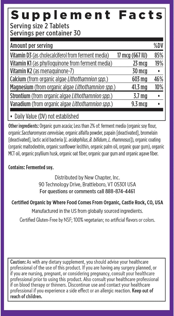 New Chapter Calcium Supplement – Organic 40, with D3 for K2 + 60 Count