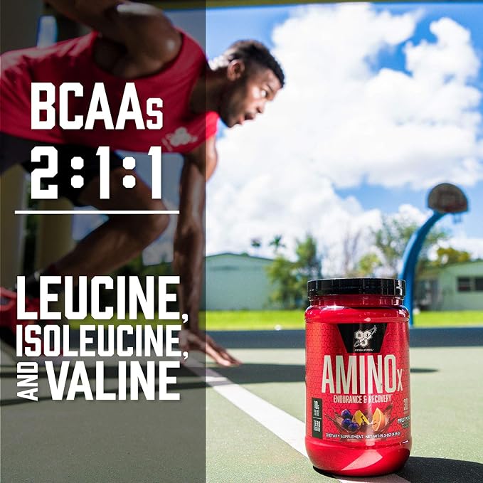 BSN Amino X Muscle Recovery & Endurance Powder with BCAAs, Intra Workout Support, 10 Grams of Amino Acids, Keto Friendly, Caffeine Free, Flavor: Grape, 30 Servings (Packaging May Vary)