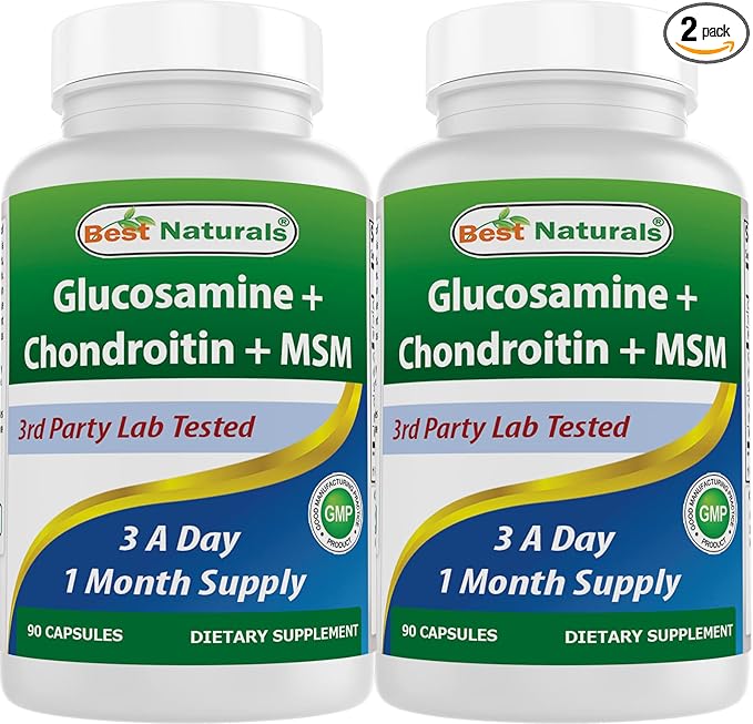 Best Naturals, Glucosamine Chondroitin MSM Supplements, 2600 mg 90 Capsules (90 Count 2))