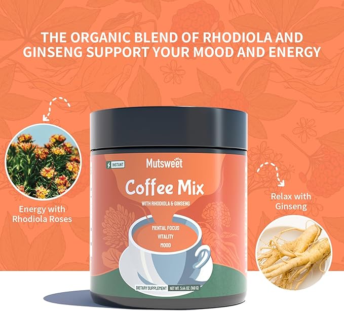 Mutsweet Rhodiola Rosea Instant Coffee Mix 40 Servings,