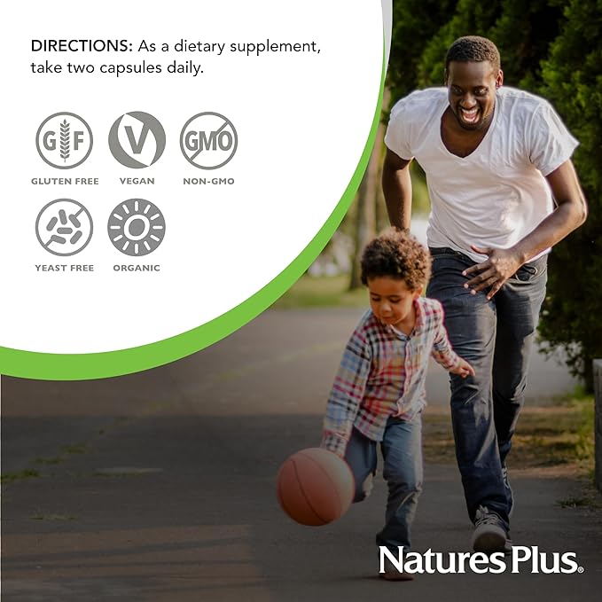 Natures Plus Source of Life Garden Vitamin B12 - Pack of 2, 60 Vegan Capsules - Vegetarian, Gluten Free, Certified Organic - 60 Total Servings