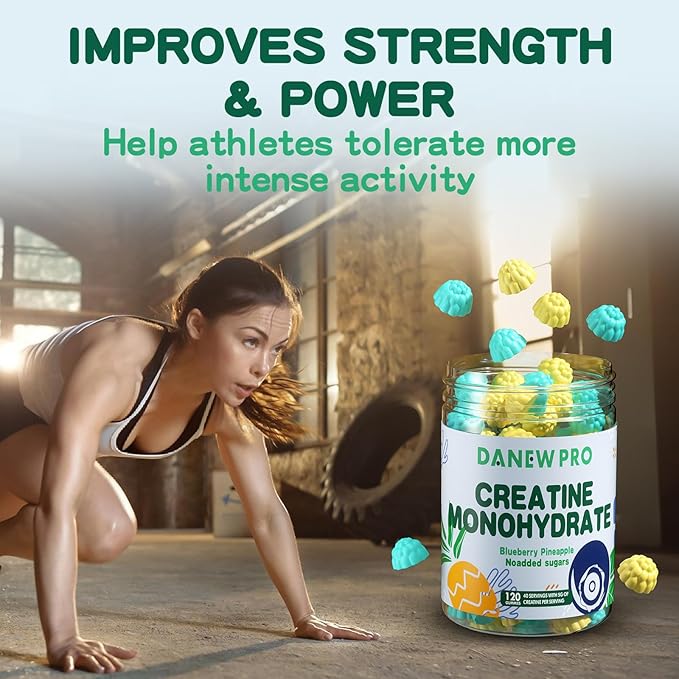Creatine Monohydrate Gummies 5000mg for Men & Women, Creatine Monohydrate for Muscle Strength, Muscle Builder, Energy Boost, Pre-Workout Supplement(120 Count)-Blueberry Pineapple Flavor.