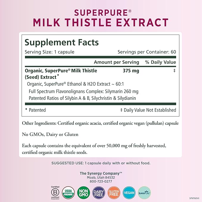 PURE SYNERGY SuperPure Milk Thistle Extract (60 Capsules)