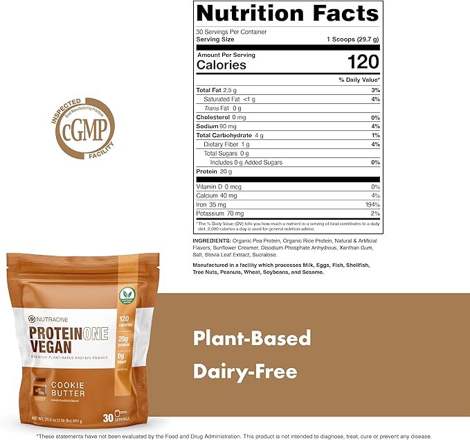 NutraOne ProteinOne Vegan Plant-Based Protein Powder