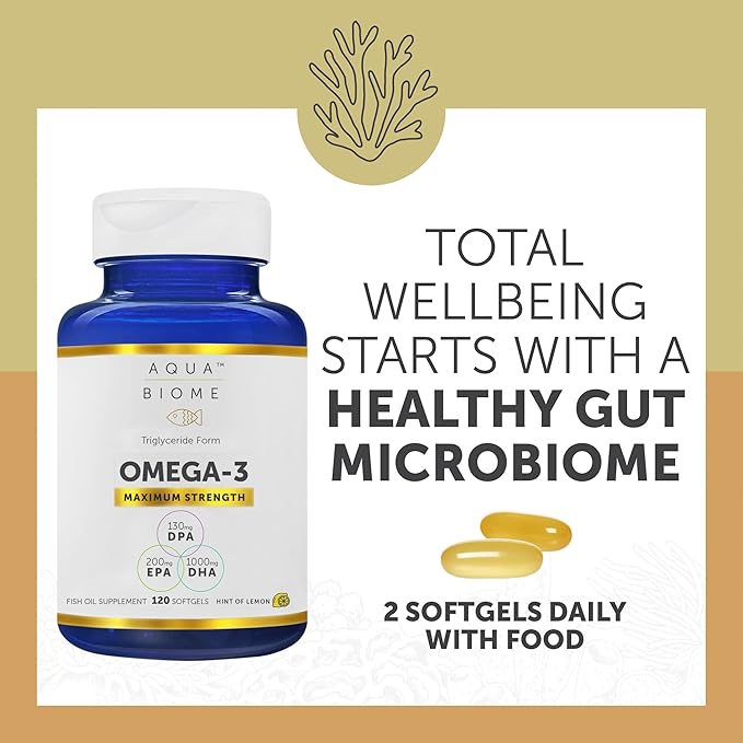 Enzymedica Aqua Biome, Maximum Strength Omega 3 Fish 120 Softgels