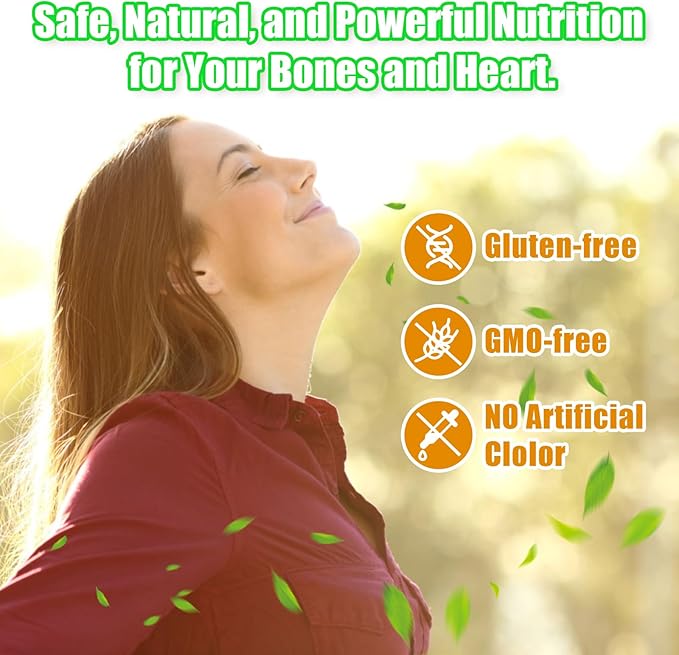 Natural Vitamin D3 K2 Gummies, 2000 IU Vitamin D3 & 100 mcg Vitamin K2,Supports Healthy Bone, Immune Health Supplement, GMO Free, Gluten Free, Strawberry Flavor, 60 Count