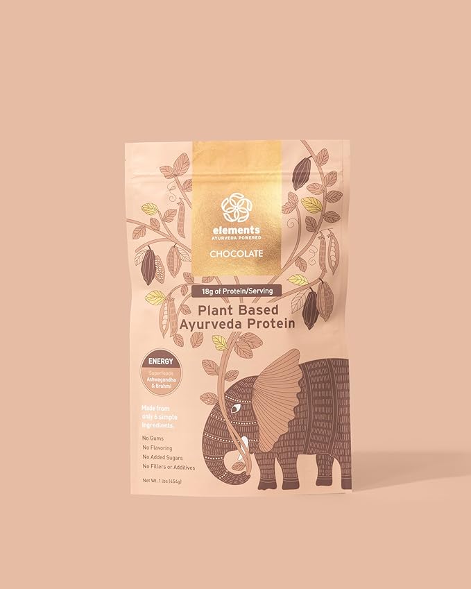 Elements Plant Based Vegan Chocolate Protein Powder 1lb - 14 Servings