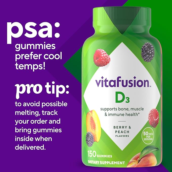 Vitafusion Vitamin D3 Gummy Vitamins 50 mcg 75 Day 150 Count