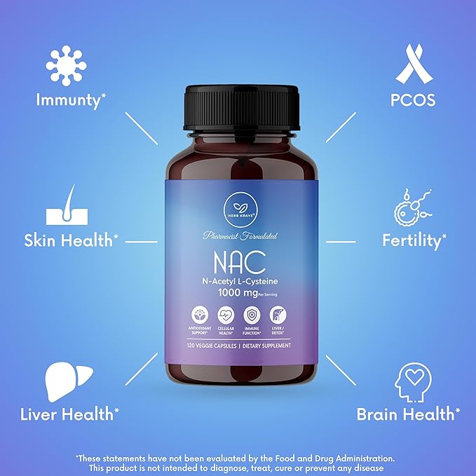 NAC Supplement N-Acetyl Cysteine 1000 mg, 120 N-Acetyl-L-Cysteine