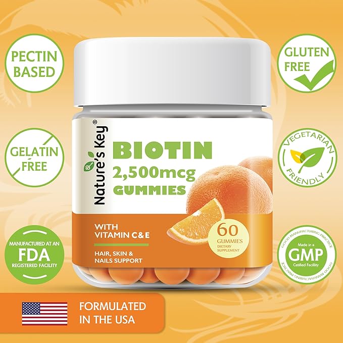 Nature's Key Biotin Gummies with Vitamin 60 Count