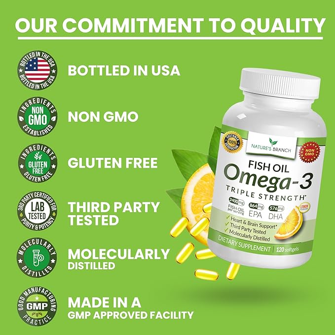 Best Triple Strength Omega 3 Fish 2400mg | 120 Capsules 864mg EPA 576mg DHA