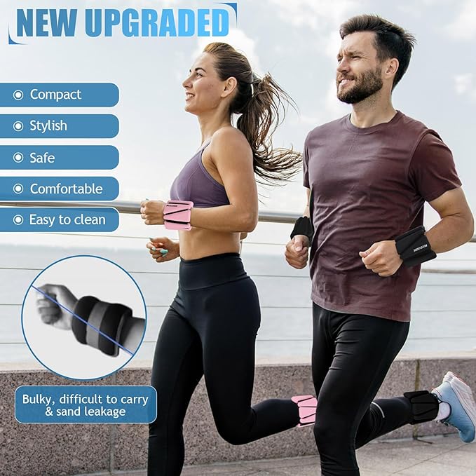 Ankle Weights Set of 2 (1 lb/2 lb/3 lb Each) Adjustable Wrist Weights for Women Men Wearable Arm Leg Weight for Pilates, Running, Walking, Workout, Yoga