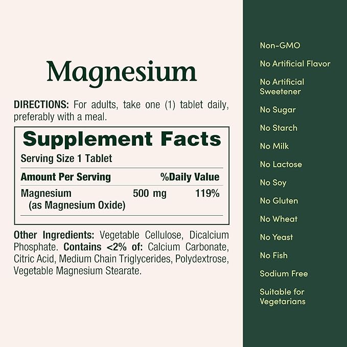 Nature's Bounty Magnesium, Bone and Muscle 500 Mg, 200 Ct