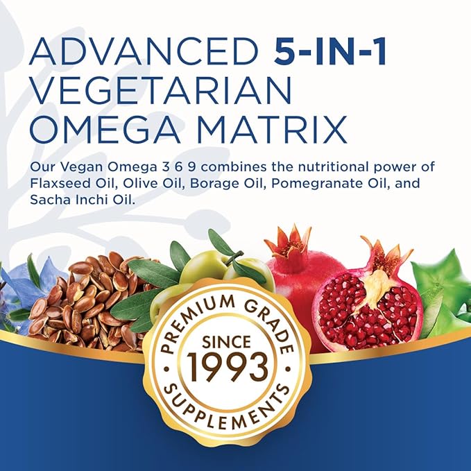 Purity Products Omega 3-6-9 Vegan and “5 in 1” Essential 3 6 6 9 9 Essential (60)
