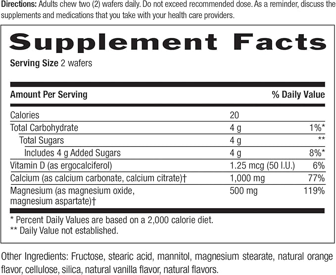 Country Life Cal-Snack, Chewable Calcium, Magnesium 1000mg/500mg/50 IU, 60 Wafers,