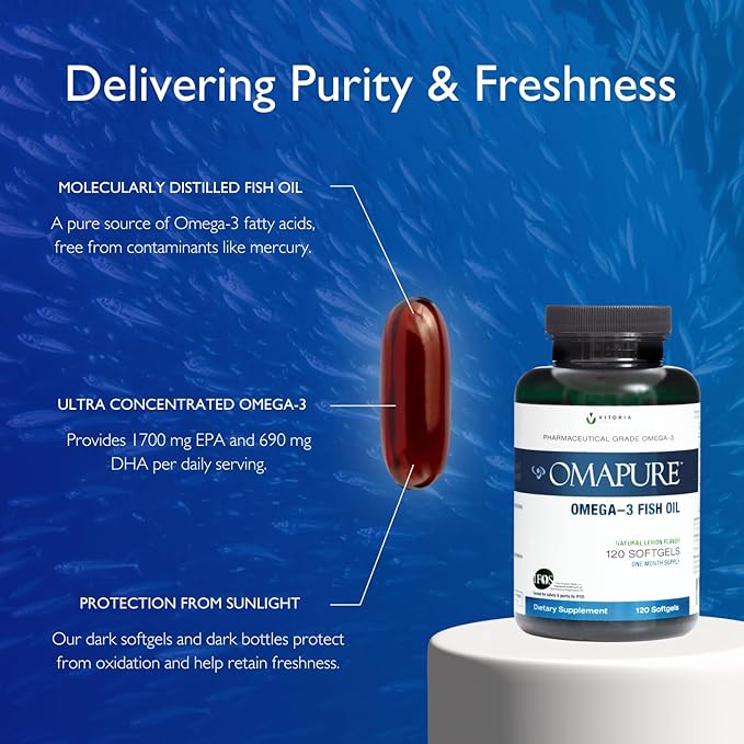 Pharmaceutical Grade Omega-3 Fish Oil Supplement (3 Bottles, 120 softgels) 2600 mg Omega-3 Fatty 5-Star Certified