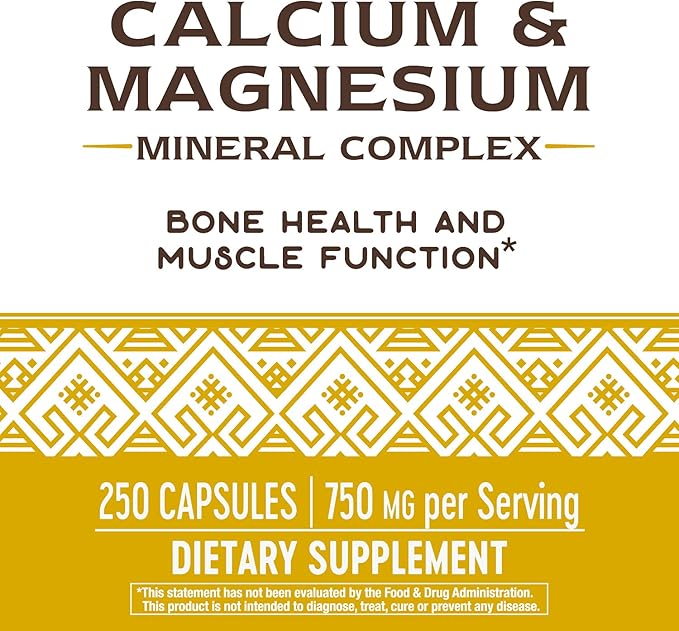 Nature's Way Calcium & Magnesium Mineral 750 mg 250 Capsules